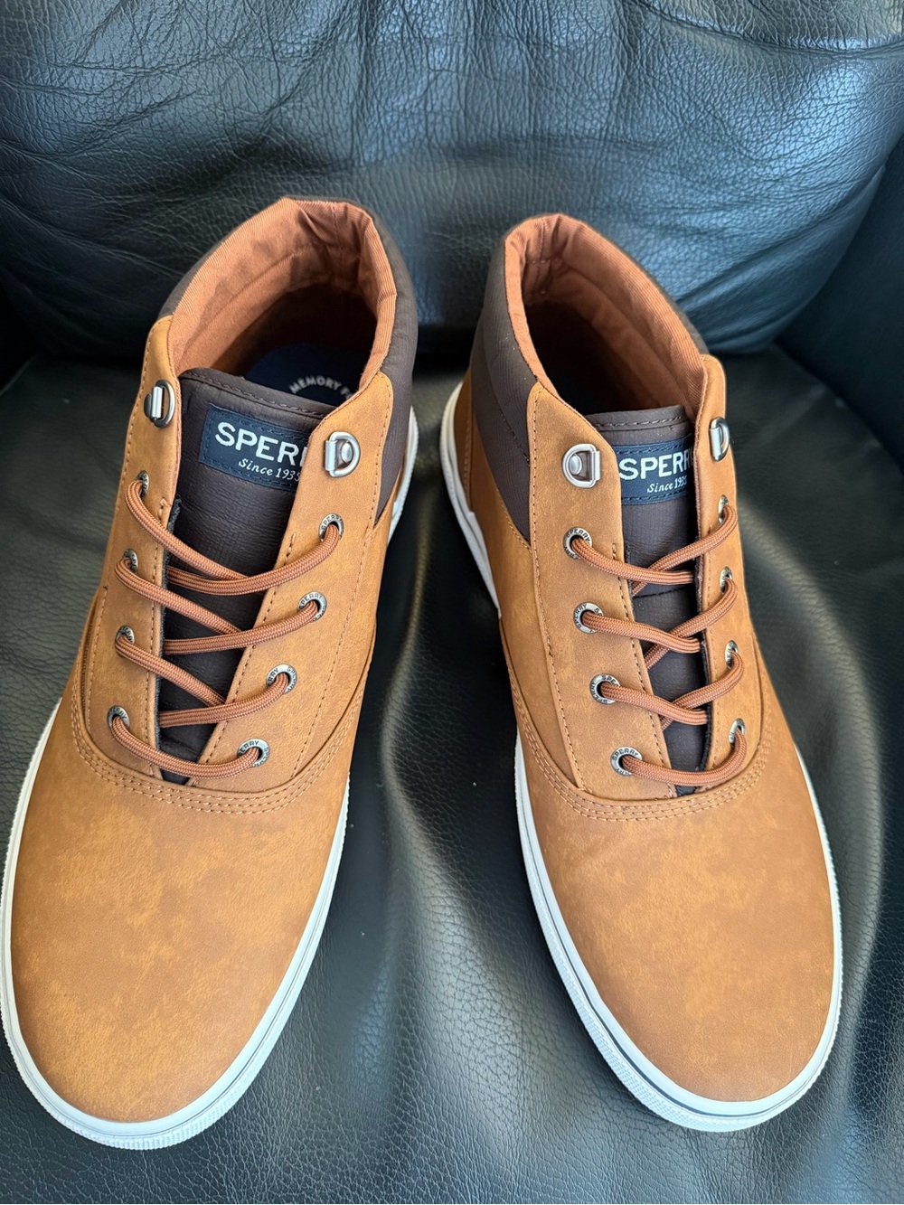 Sperry Men’s Tan and Dark Brown Boat Shoes